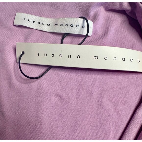 Susana Monaco Tie Front Gathered Dress in Pink Diamond X-Small New Womens Maxi - Picture 8 of 9